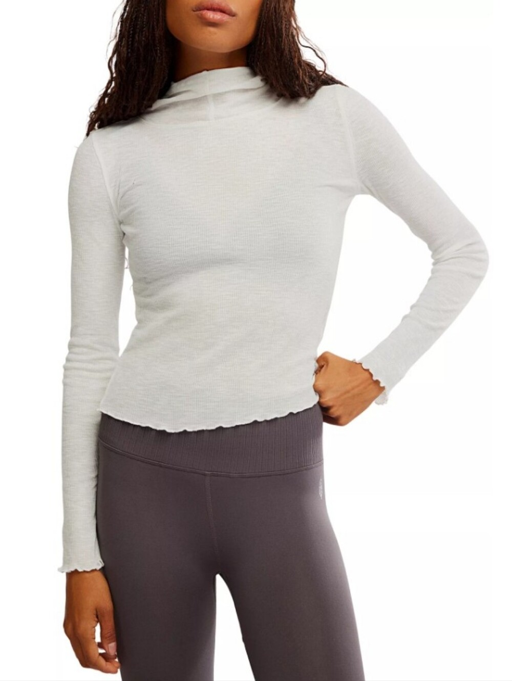 FP Movement Breathe Easy Layer Ribbed Hooded Long-Sleeve Top, NWT